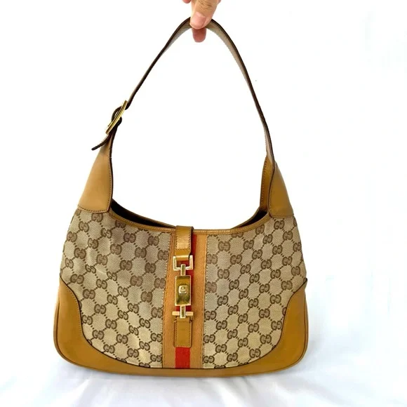 Gucci Beige and Brown Hobo Bag with Red Stripe - Picture 2 of 12